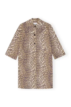 Best GANNI Canvas-Mäntel Mit Leopardenprint Almond Milk