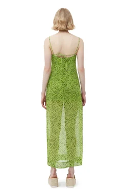 Cheap GANNI Chiffon Midi-Slipkleid Tender Shoots