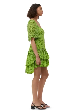Sale GANNI Chiffon-Minikleid Tender Shoots
