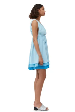 Cheap GANNI Chiffon-Minikleid Ethereal Blue