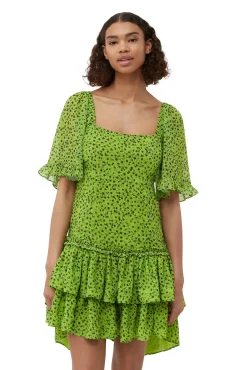 Sale GANNI Chiffon-Minikleid Tender Shoots