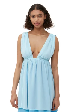 Cheap GANNI Chiffon-Minikleid Ethereal Blue
