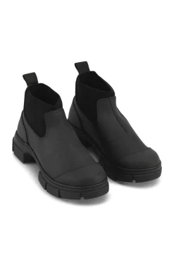 Shop GANNI City-Stiefeletten Aus Rubber Black