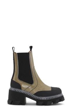 Best Sale GANNI Cleated Heeled Mid Chelsea Transp Welt Nap Petrified Oak