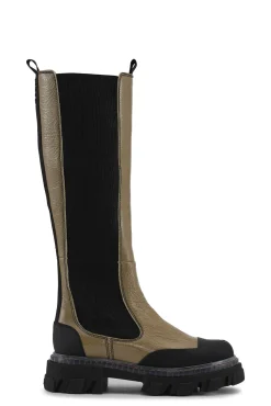 Best GANNI Cleated High Chelsea Boot Transp Welt Naplack Petrified Oak