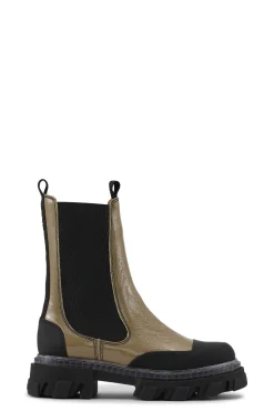 Sale GANNI Cleated Mid Chelsea Boot Transparent Welt Petrified Oak