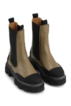 Sale GANNI Cleated Mid Chelsea Boot Transparent Welt Petrified Oak