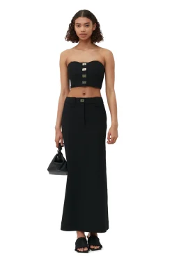 Hot GANNI Corsagen-Top Aus Stretch-Anzugstoff Black