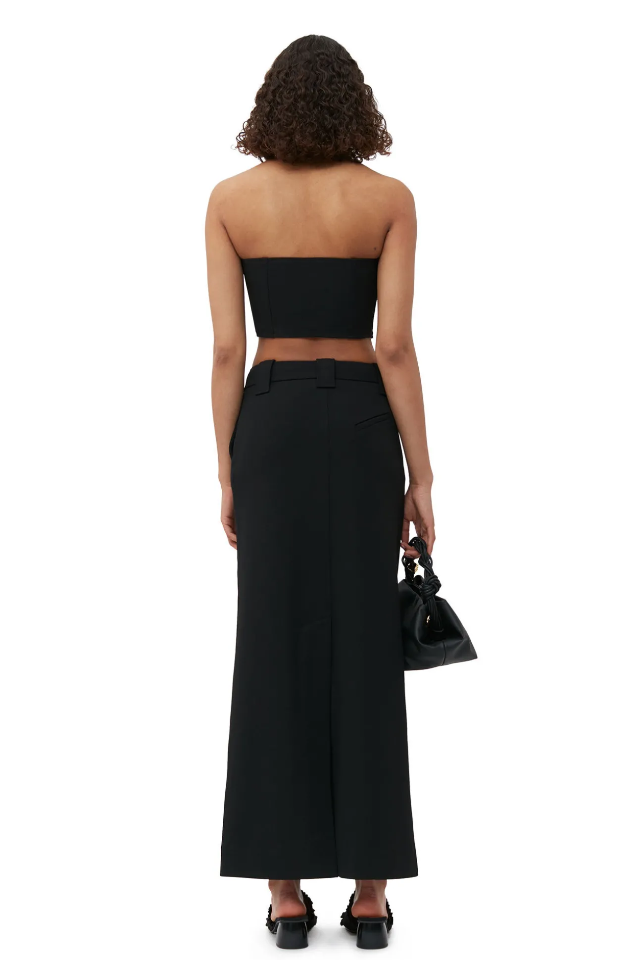 Hot GANNI Corsagen-Top Aus Stretch-Anzugstoff Black