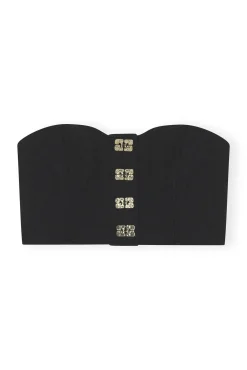 Hot GANNI Corsagen-Top Aus Stretch-Anzugstoff Black