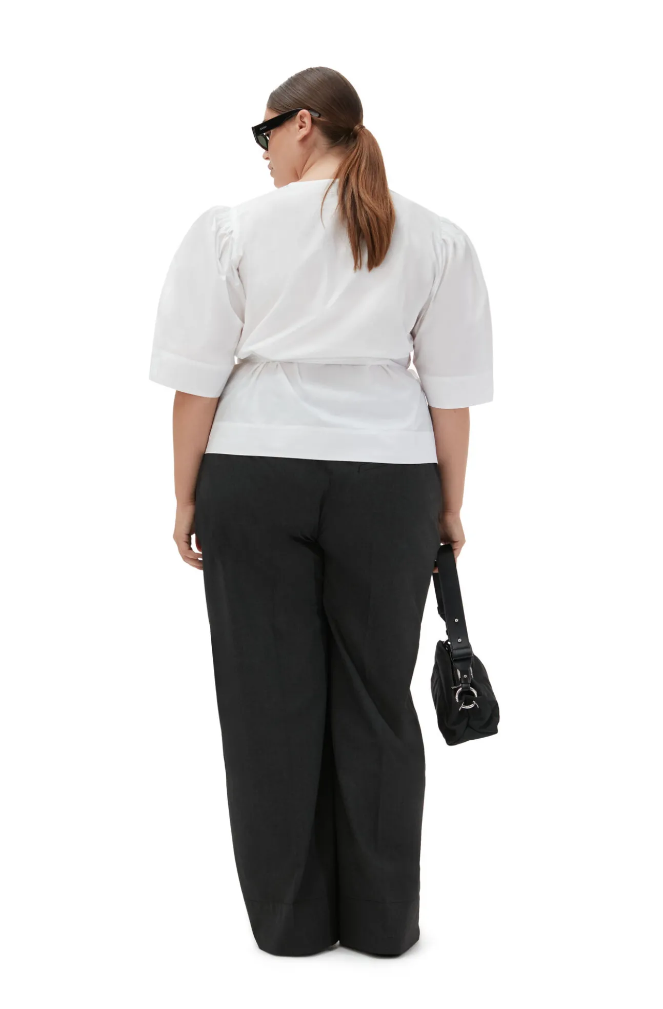 Online GANNI Cotton Poplin Drapey Wrap Blouse Bright White
