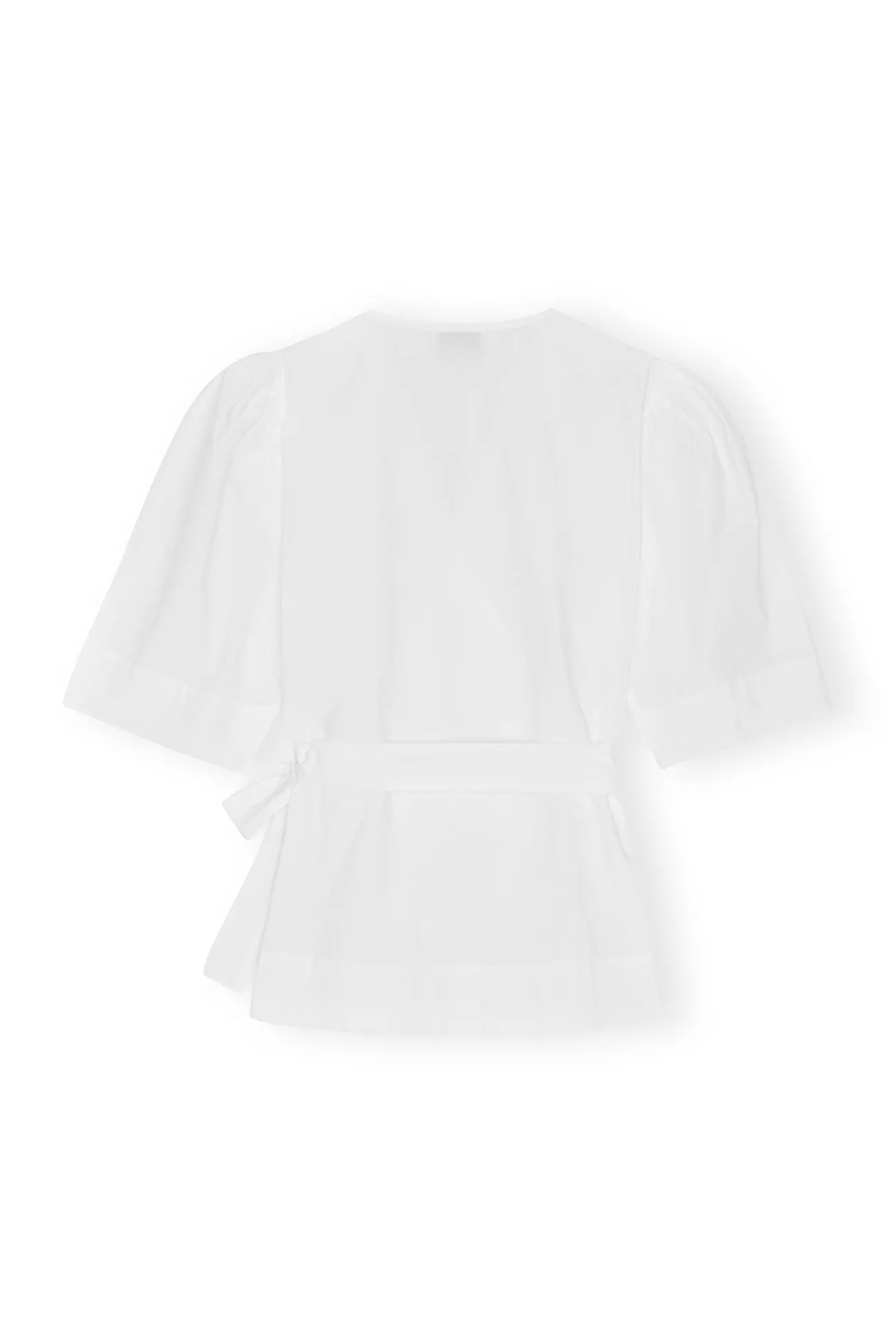 Online GANNI Cotton Poplin Drapey Wrap Blouse Bright White