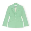 Fashion GANNI Cotton Suiting Blazer Peapod