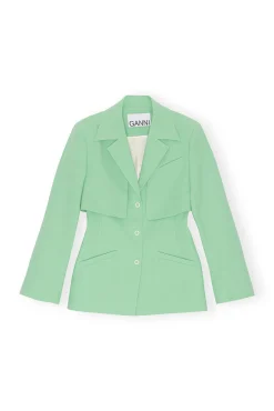 Fashion GANNI Cotton Suiting Blazer Peapod