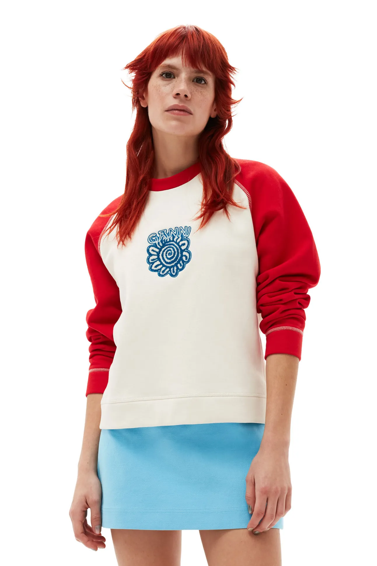 Store GANNI Cotton Suiting Mini Skirt Ethereal Blue