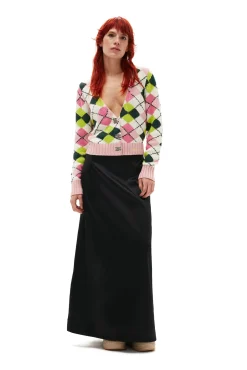 New GANNI Cotton-Cardigan Mit V-Ausschnitt Und Grafik Multicolour