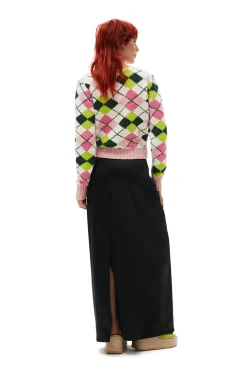 New GANNI Cotton-Cardigan Mit V-Ausschnitt Und Grafik Multicolour