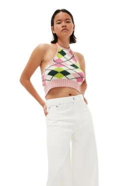 Cheap GANNI Cotton-Neckholder-Oberteil Mit Grafik Multicolour