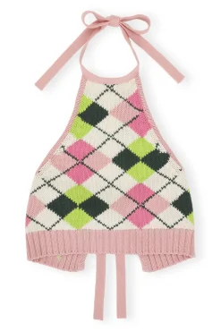 Cheap GANNI Cotton-Neckholder-Oberteil Mit Grafik Multicolour
