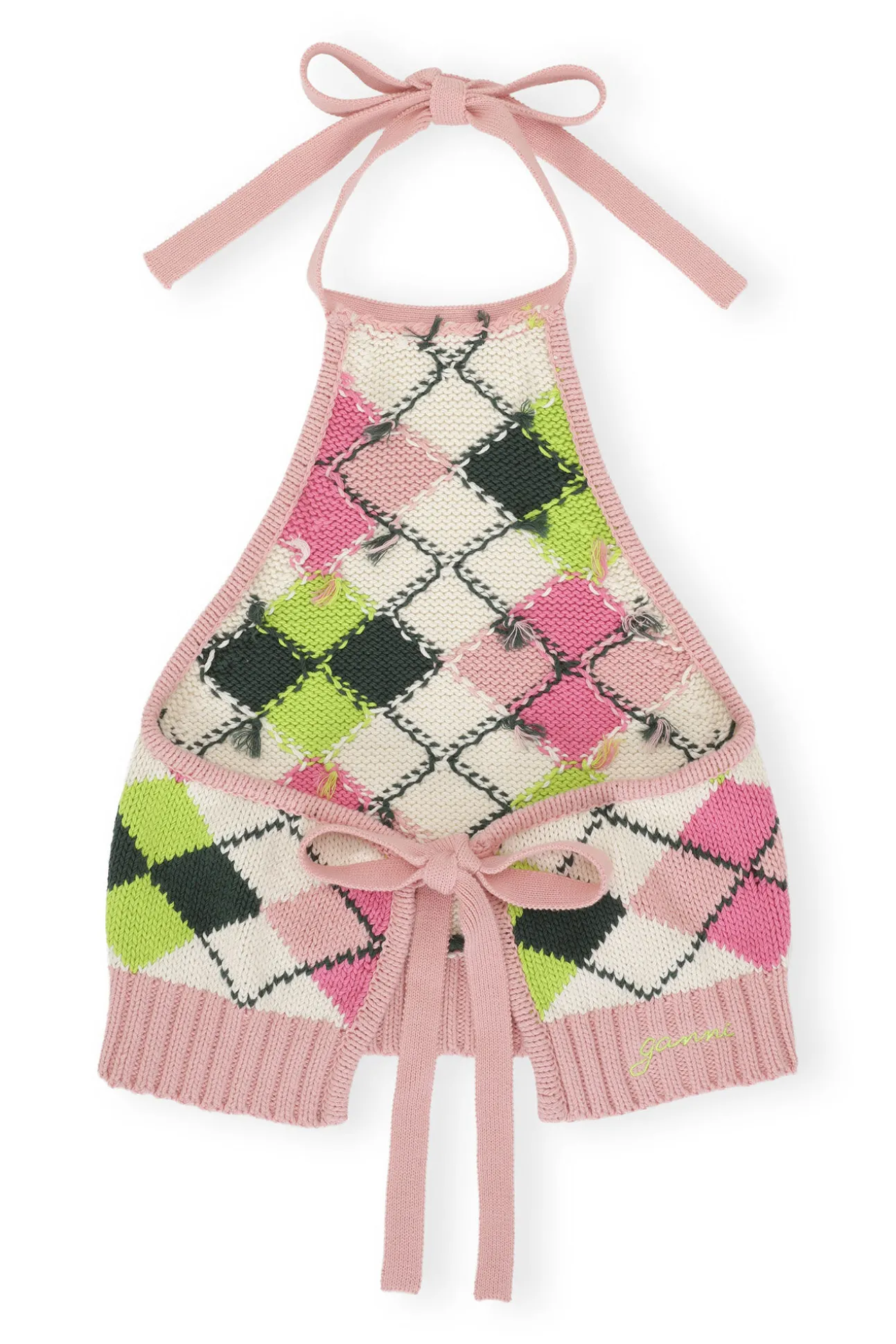 Cheap GANNI Cotton-Neckholder-Oberteil Mit Grafik Multicolour
