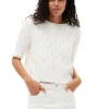 Sale GANNI Cotton-Oberteil Mit Zopfmuster Und Offenem Rucken Bright White