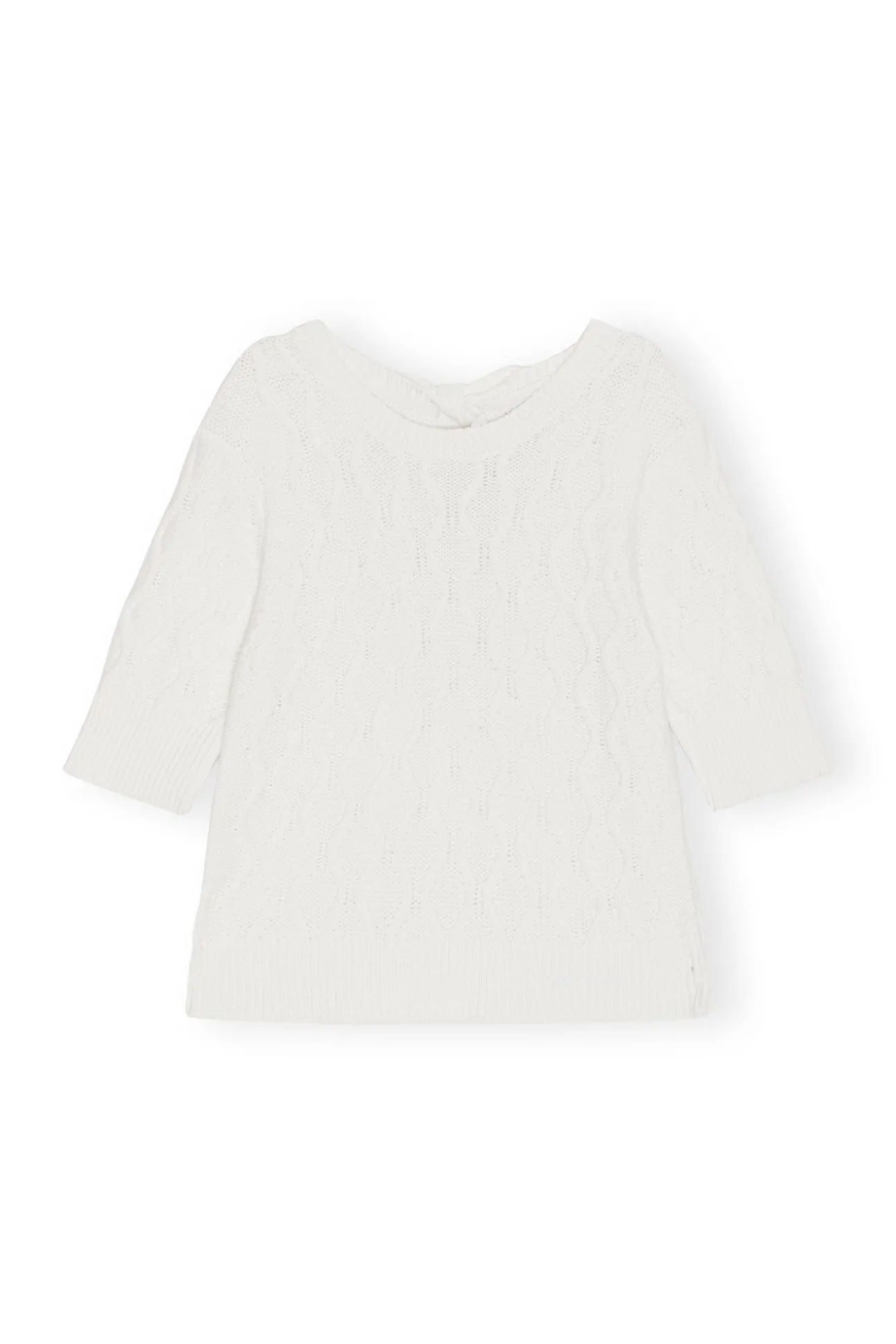 Sale GANNI Cotton-Oberteil Mit Zopfmuster Und Offenem Rucken Bright White