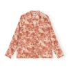 Cheap GANNI Crinkled Satin Blazer Shirt Marsala