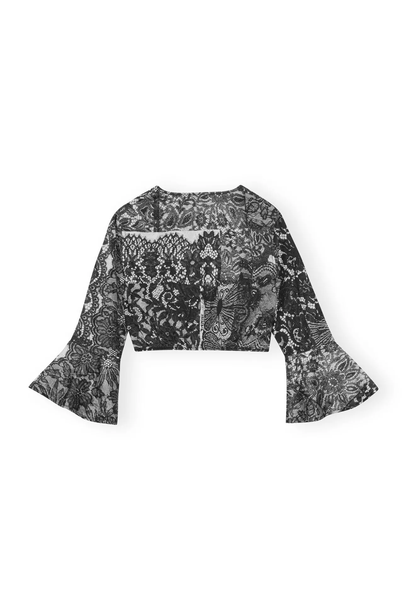 Cheap GANNI Crinkled Satin Cropped Blouse Black