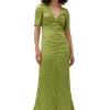 Outlet GANNI Crinkled Satin Maxi Dress Going Green