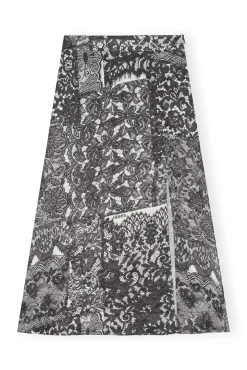Discount GANNI Crinkled Satin Maxi Skirt Black