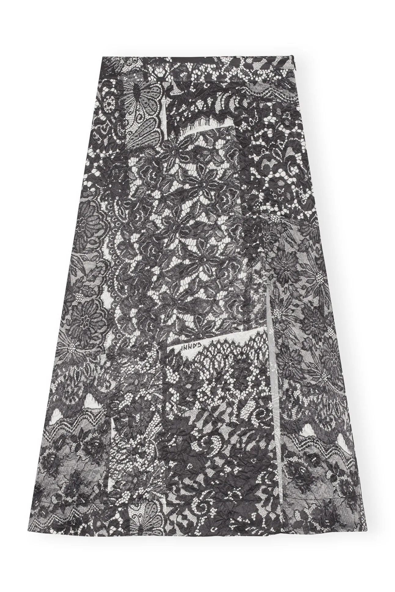 Discount GANNI Crinkled Satin Maxi Skirt Black