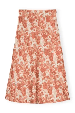 Store GANNI Crinkled Satin Maxi Skirt Marsala