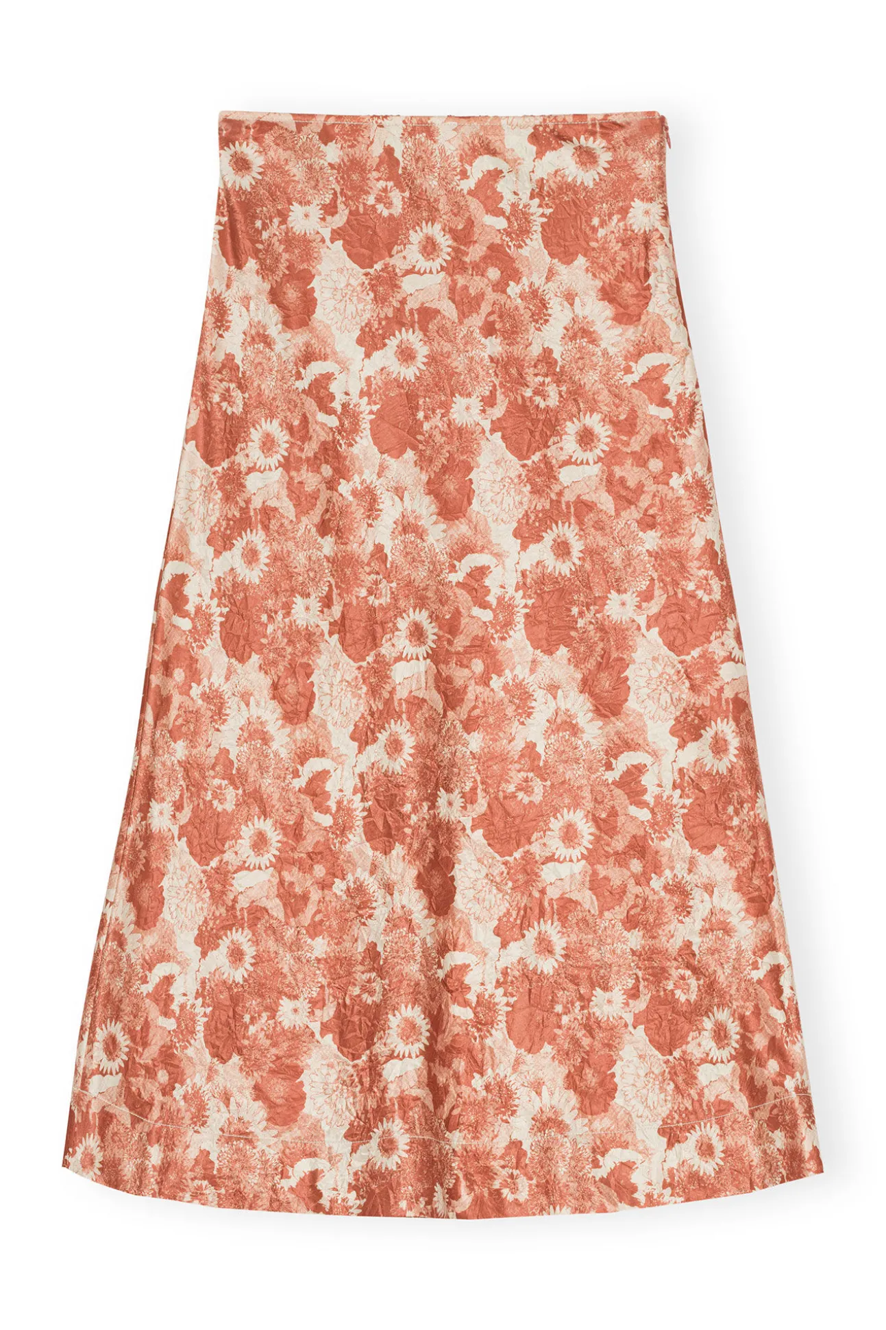 Store GANNI Crinkled Satin Maxi Skirt Marsala