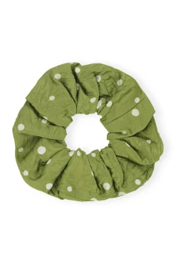 Online GANNI Crinkled Satin Scrunchie Going Green