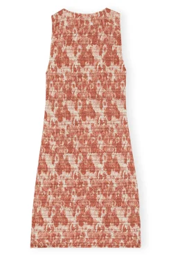 Clearance GANNI Crinkled Satin Smock Mini Dress Marsala