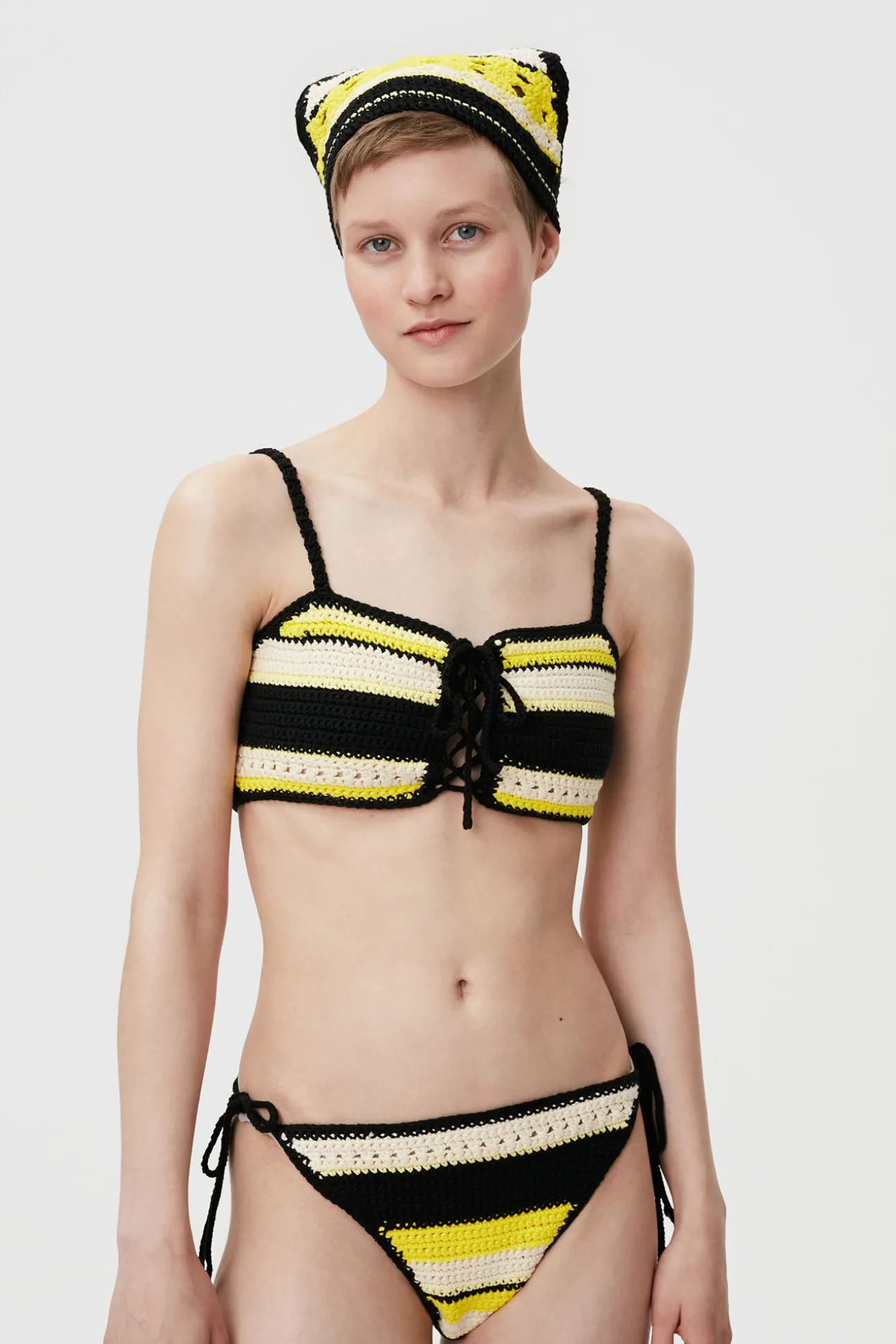 Clearance GANNI Crochet Bandeau Bikini Top Golden Kiwi