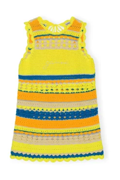 Clearance GANNI Crochet Cover Up Tunic Golden Kiwi