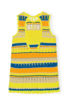 Clearance GANNI Crochet Cover Up Tunic Golden Kiwi