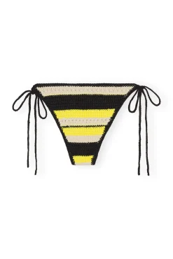 Discount GANNI Crochet String Bikini Briefs Golden Kiwi
