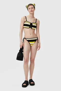 Discount GANNI Crochet String Bikini Briefs Golden Kiwi
