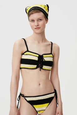 Discount GANNI Crochet String Bikini Briefs Golden Kiwi