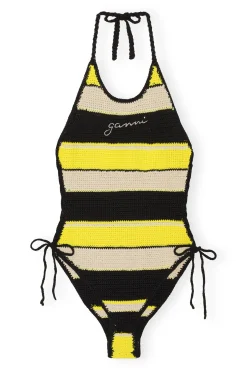 Flash Sale GANNI Crochet Tieband Swimsuit Golden Kiwi