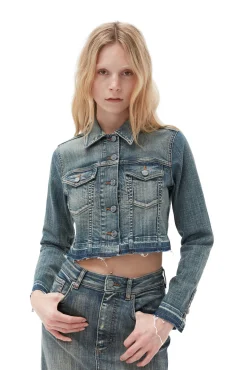 Cheap GANNI Crop-Jeansjacke Mit Gefarbten Saumen Tint Wash