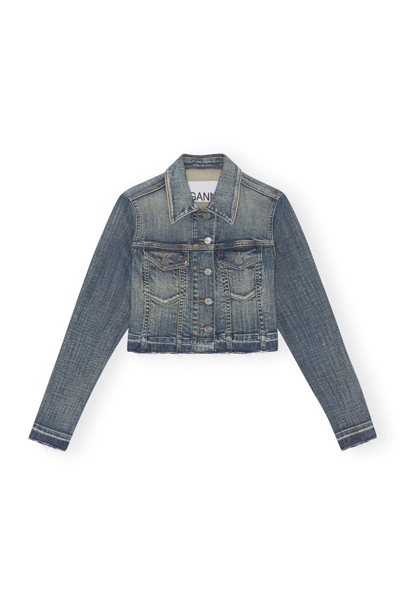 Cheap GANNI Crop-Jeansjacke Mit Gefarbten Saumen Tint Wash