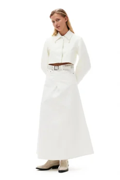 Best Sale GANNI Cropped-Blazer Aus Slub Linen Egret