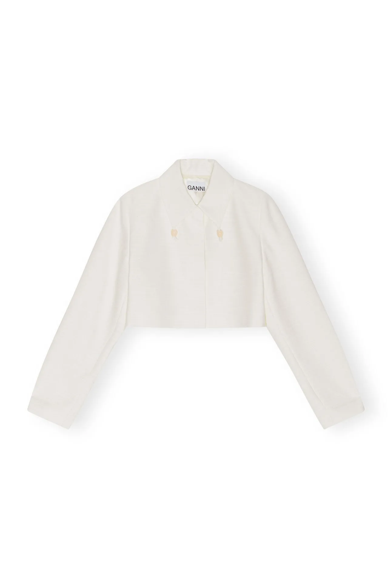Best Sale GANNI Cropped-Blazer Aus Slub Linen Egret