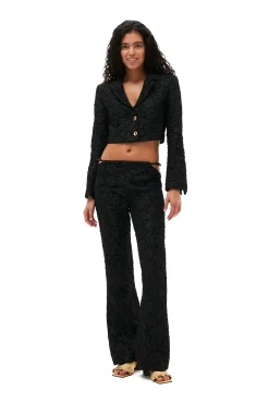 Best GANNI Cropped-Blazer Aus Stretch-Jacquard Black