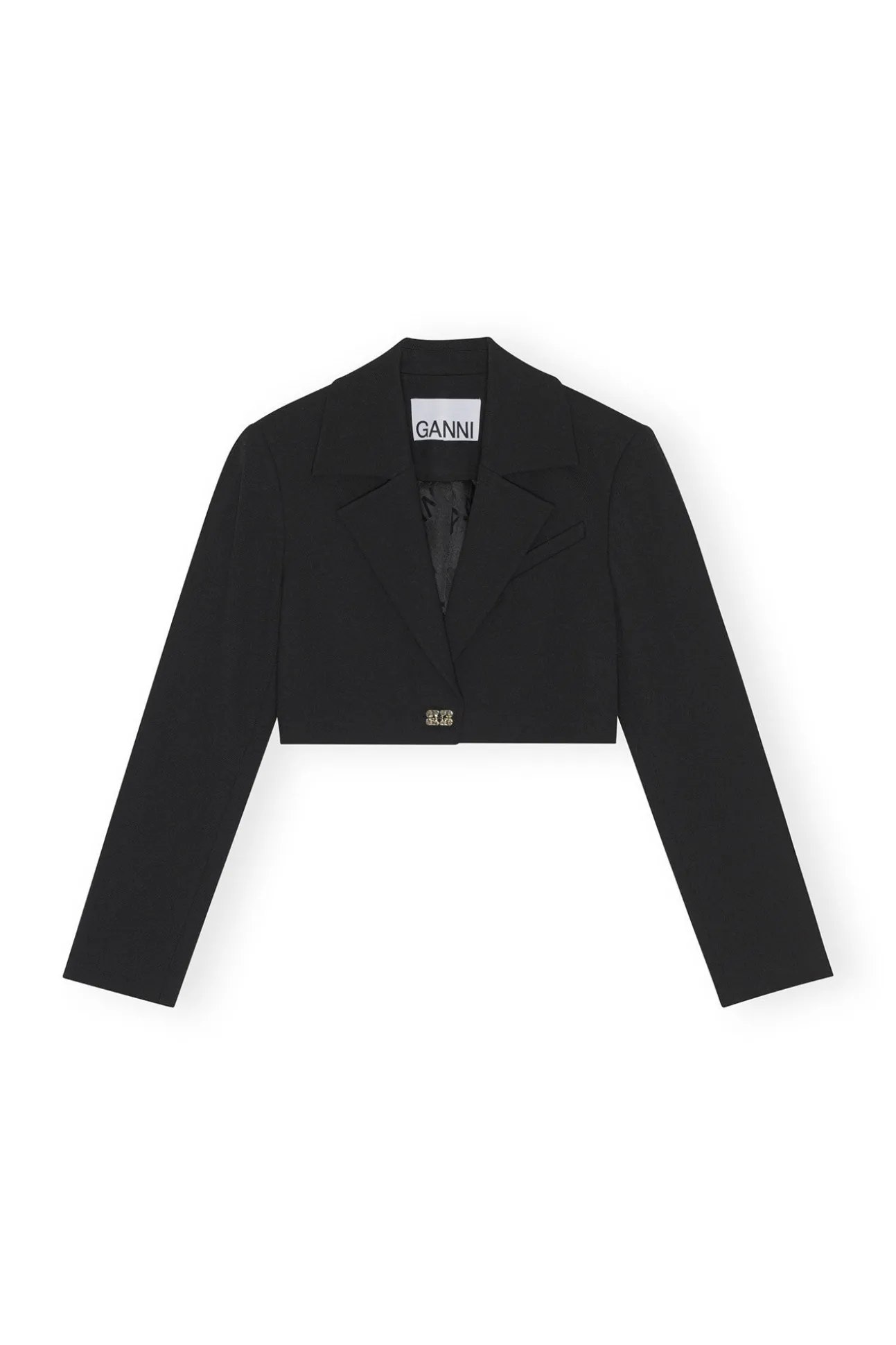 Flash Sale GANNI Cropped-Blazer Aus Stretch-Anzugstoff Black