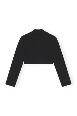 Flash Sale GANNI Cropped-Blazer Aus Stretch-Anzugstoff Black
