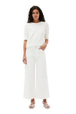 Cheap GANNI Cropped-Jeans Aus Weisem Denim Bright White
